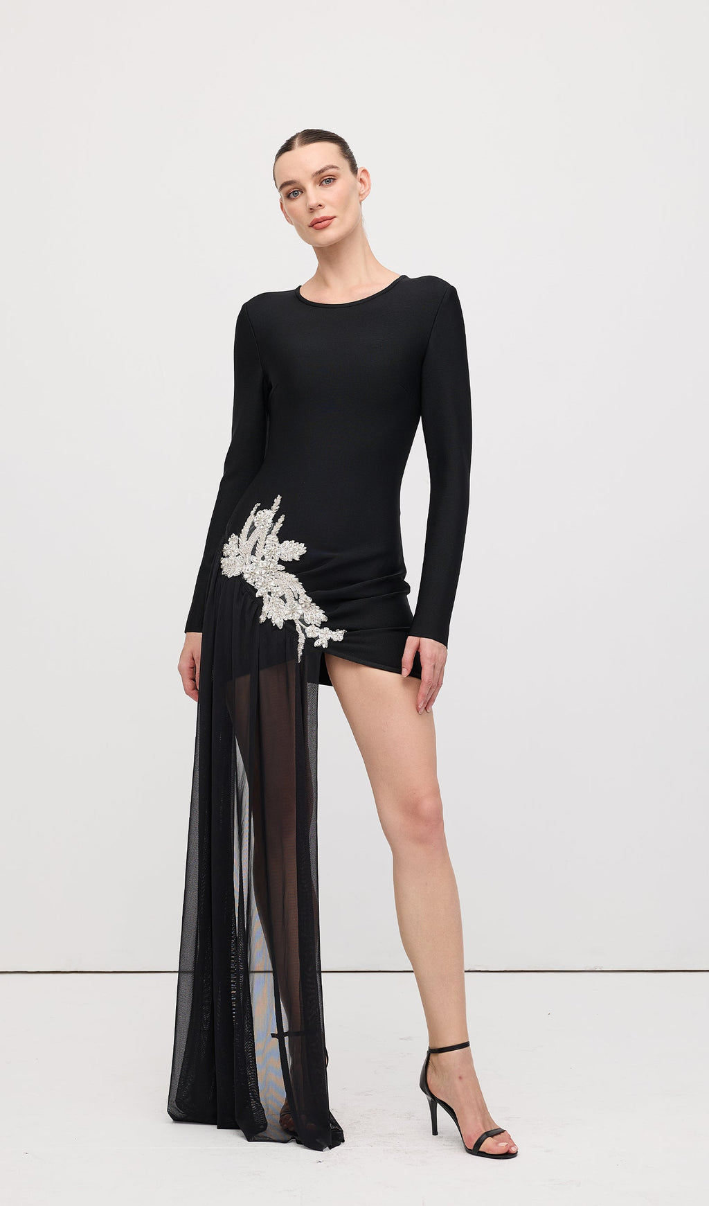 rebecca black Asymmetrical With rhinestone Embellishments Mini Dress