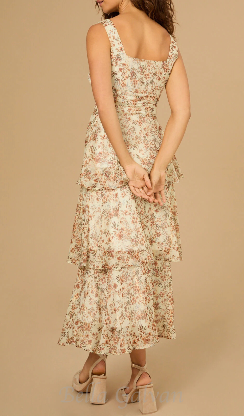 Flowering Girl Women floral midi dress in ivory-rust