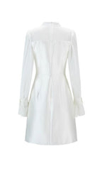 Flowering Girl Women White Mesh Long Sleeve Mini Dress