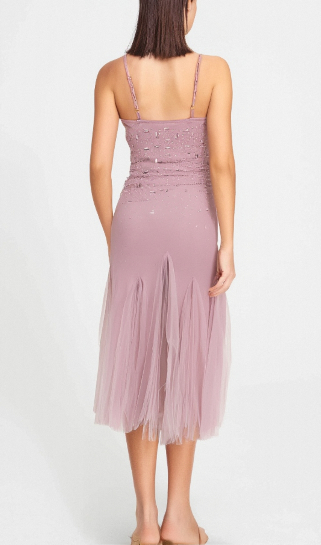 Flowering Girl Women Axelle purple embellished mesh midi dress