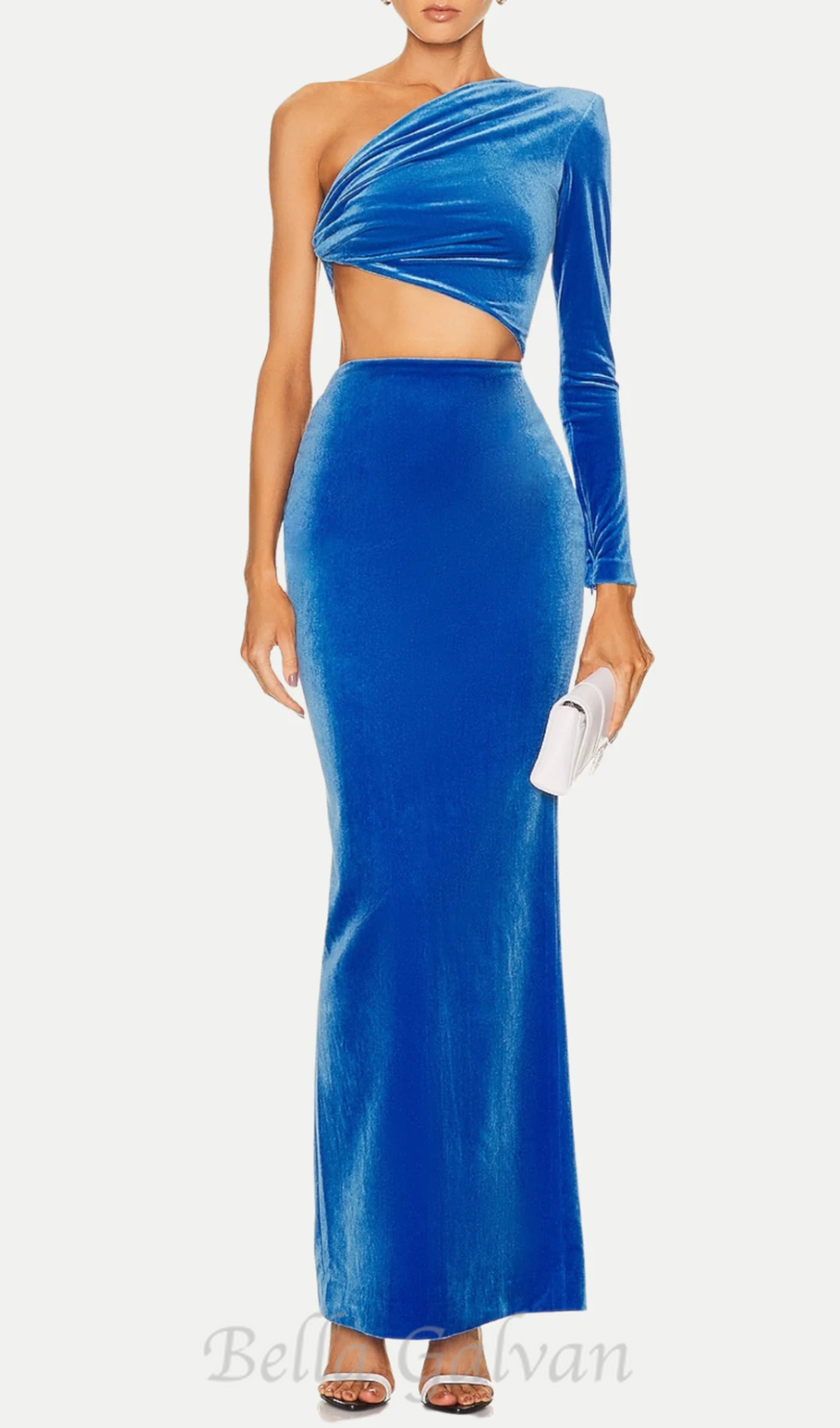Flowering Girl Women Gianni One Shoulder Velvet Cutout Maxi Dress
