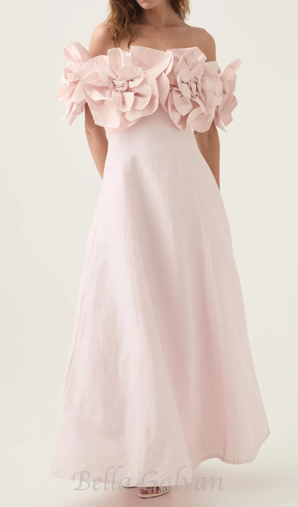 Flowering Girl Women Etta flower strapless midi dress in pink