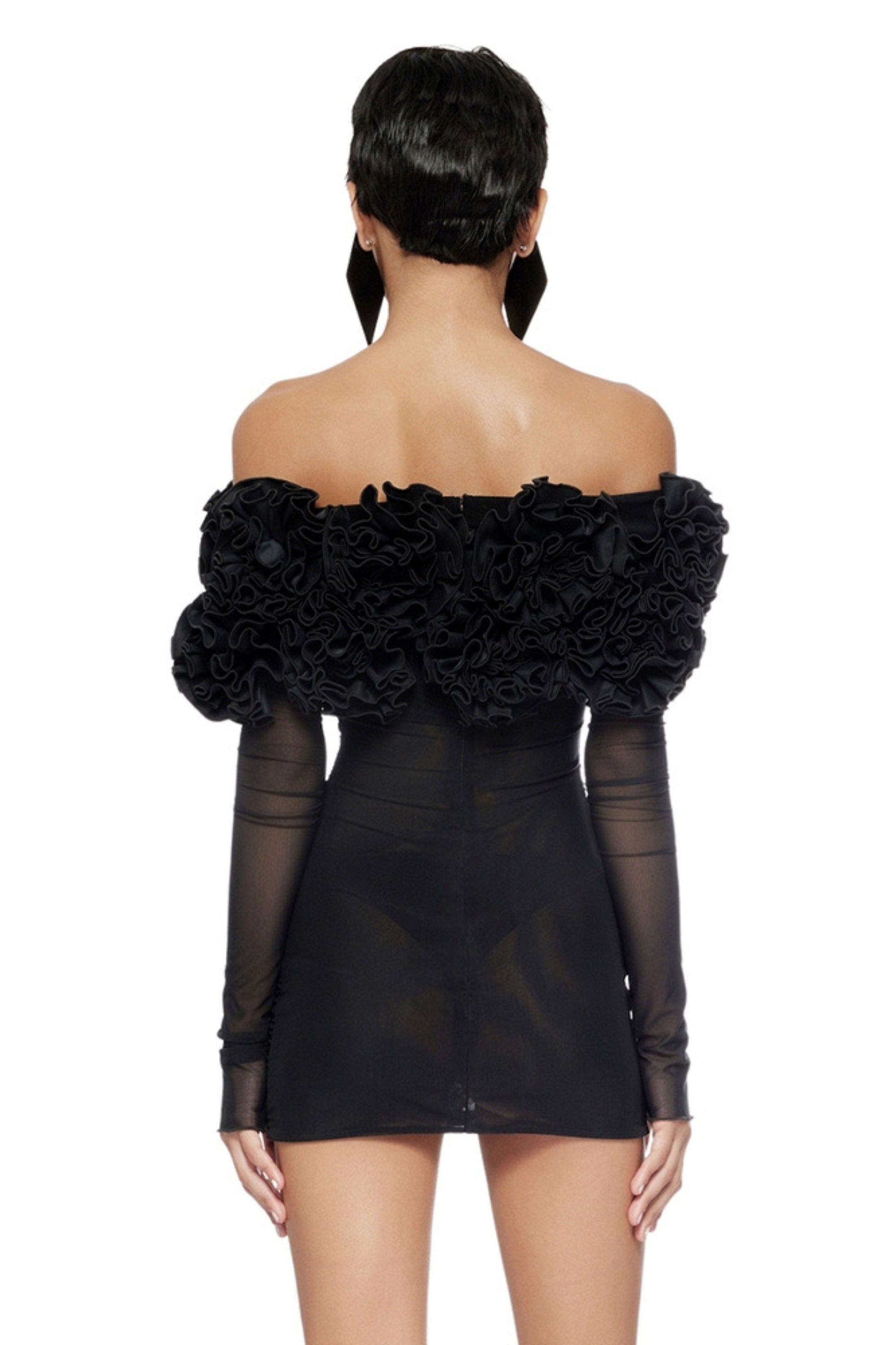 Flowering Girl Women Floral Off Shoulder Mini Dresses In Black