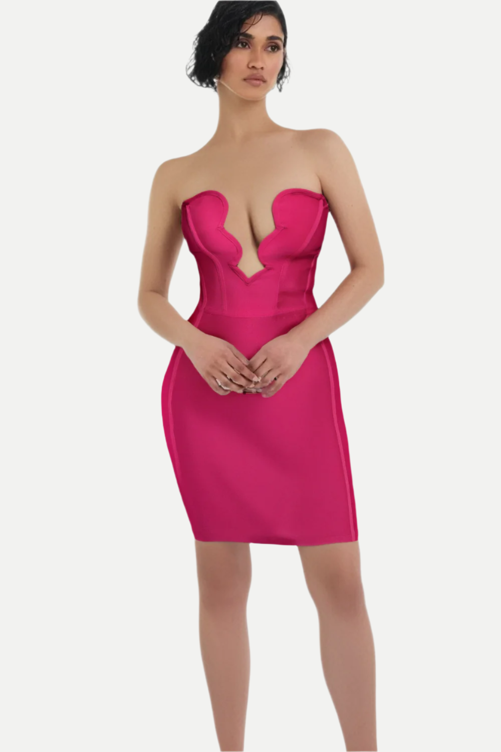 Flowering Girl Women Off The Shoulder Bodycon Midi Dress In Rose Red