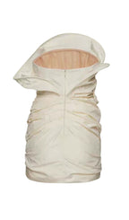 Flowering Girl Women Strapless Ruffled Taffeta Mini Dress in White