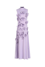 Flowering Girl Women Annona Purple Flower Embellished Maxi Dress