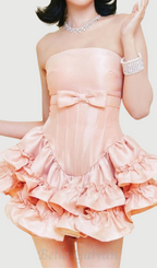 Flowering Girl Women wendy ruched trim strapless mini dress in pink