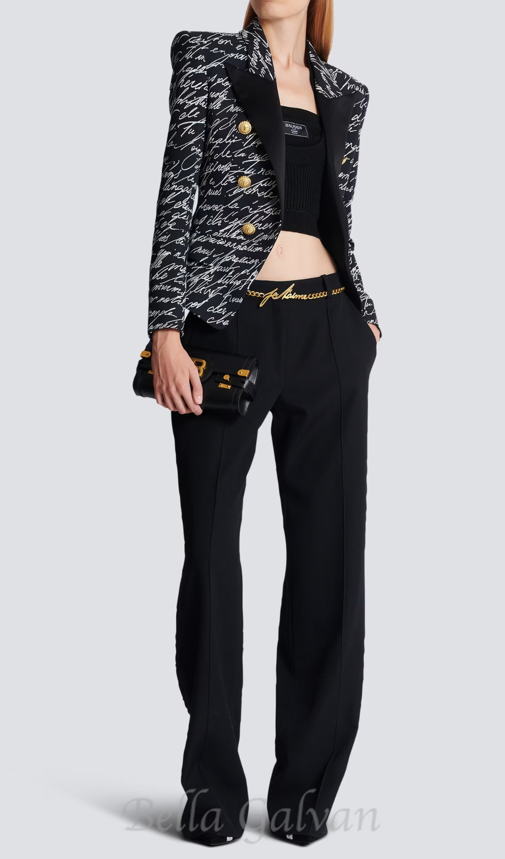 Flowering Girl Women Alphabet pattern black jacket with single button