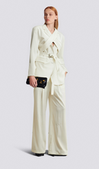 Flowering Girl Women Jasmine white neck-tie wrapped blazer