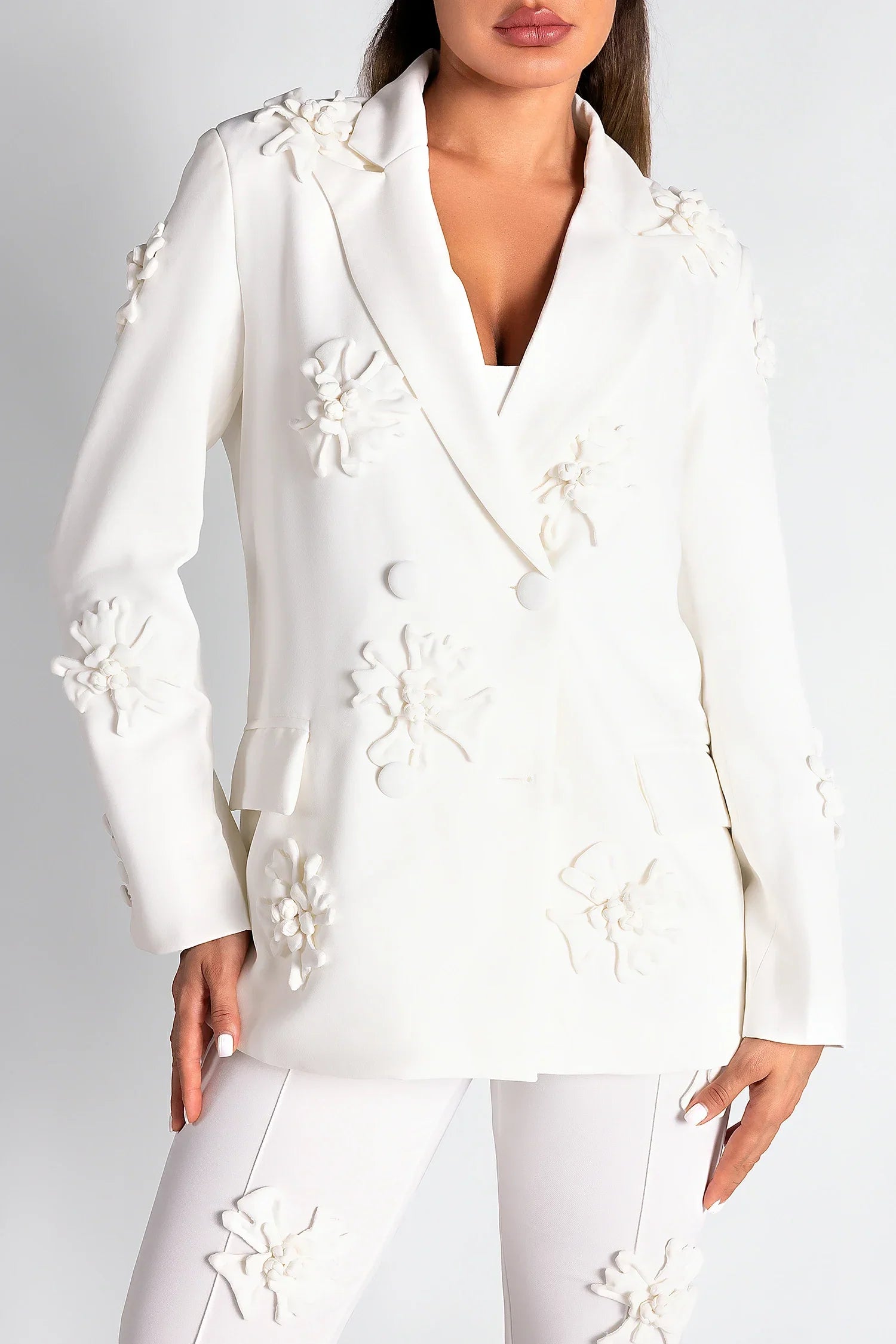 Flowering Girl Women Pibamen Floral Embroider Blazer Set