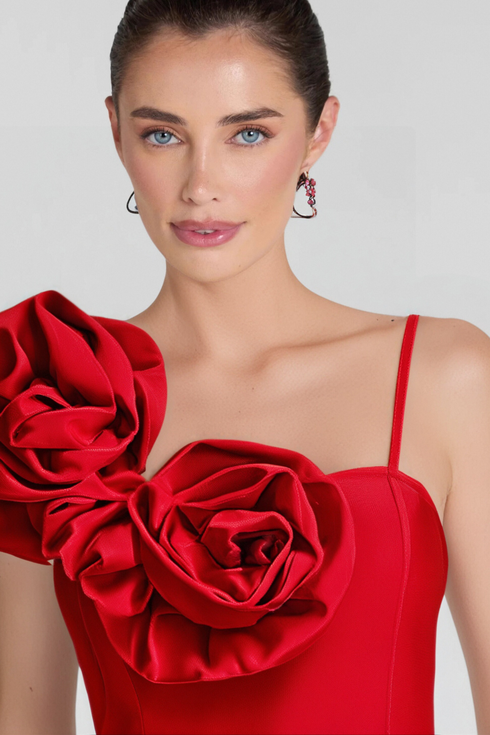 Flowering Girl Women Huge Flowers Bandage Midi Dress