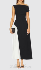 Flowering Girl Women yvette one-shoulder pleated maxi dress in black