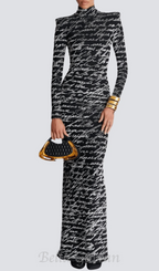 Flowering Girl Women Bexley Print Velvet Long Sleeve Maxi Dress