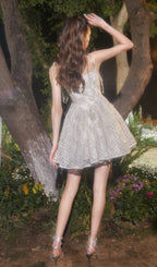 Flowering Girl Women Teela Diamante Bow Mesh Mini Dress