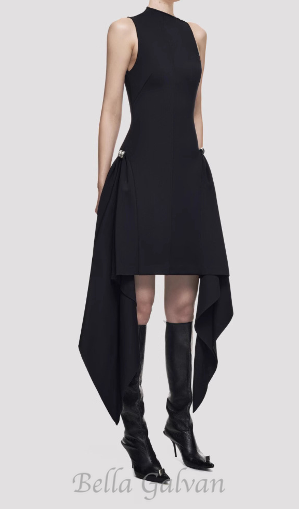 Flowering Girl Women Amato Sleeveless Fringe Mini Dress in black