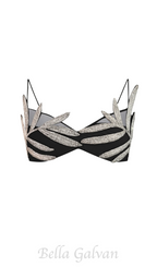 Flowering Girl Women Vieby Leaf Crystal Bralette in Black