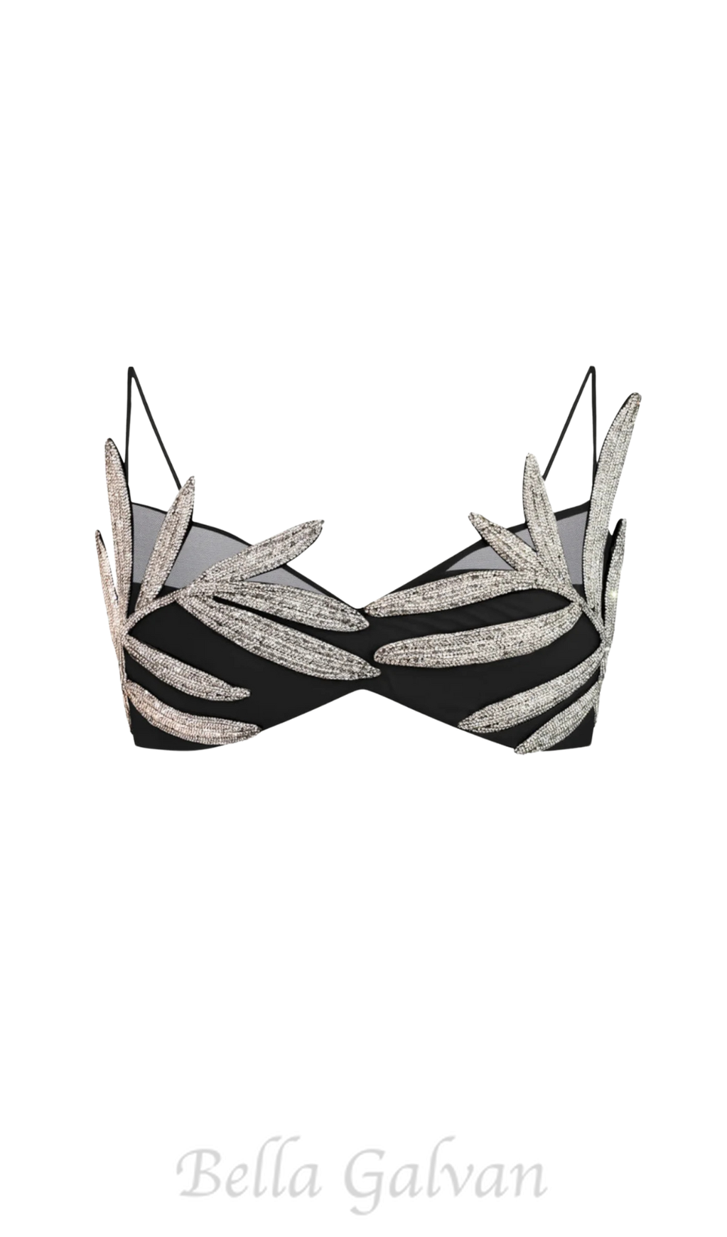Flowering Girl Women Vieby Leaf Crystal Bralette in Black