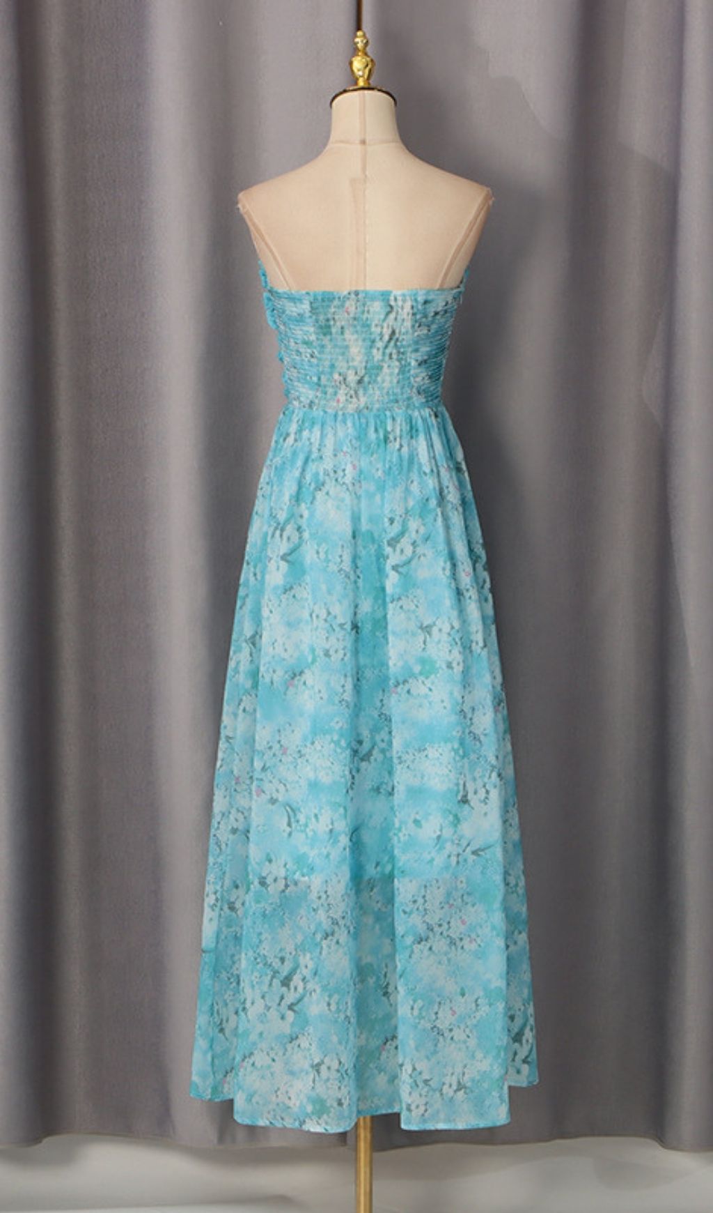 Rexion Strapless Flower Maxi Dress