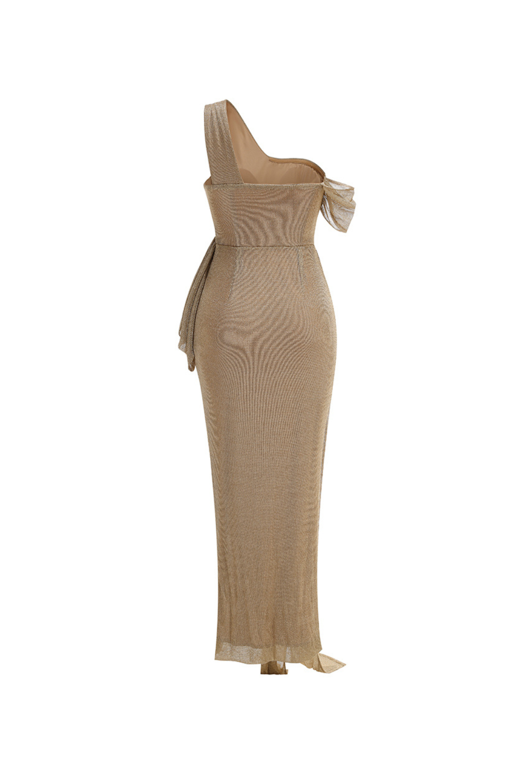 Flowering Girl Women one-shoulder draped bodycon maxi dress in khaki