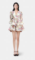 Flowering Girl Women Enora floral-print tiered mini dress