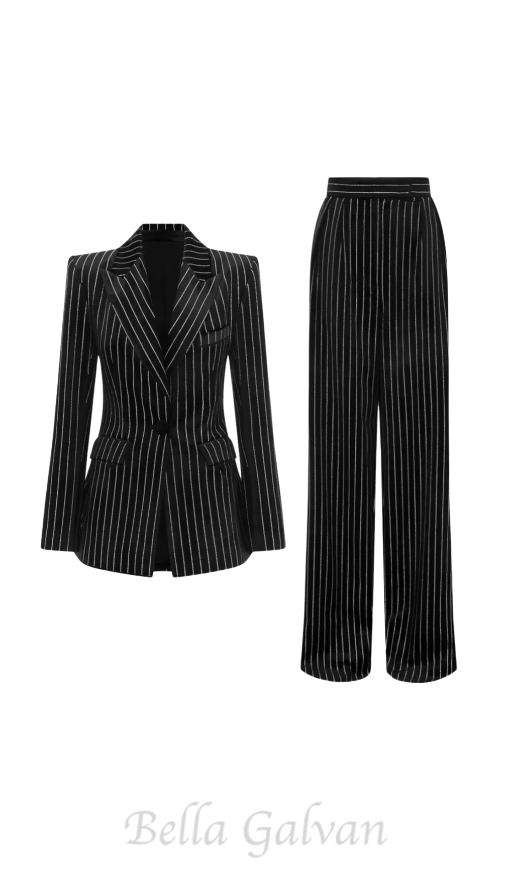 Flowering Girl Women Ally Crystal Pinstripe Blazer Set in Black