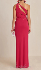 Flowering Girl Women one-shoulder cutout side slit maxi dress in magenta