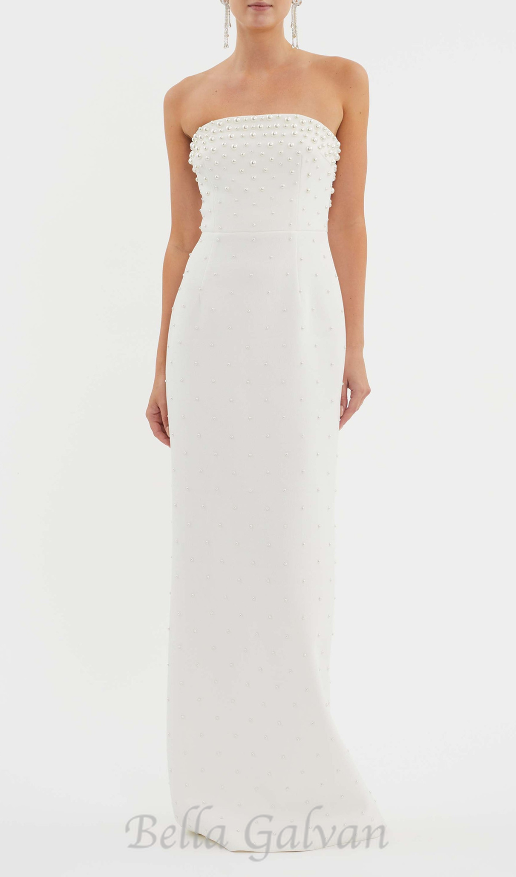 Flowering Girl Women pearl-embellished strapless gown in white