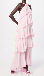 Flowering Girl Women layer-embellished Neckholder maxi dress in pink