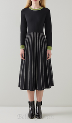 Flowering Girl Women multi knitted midi dress in black