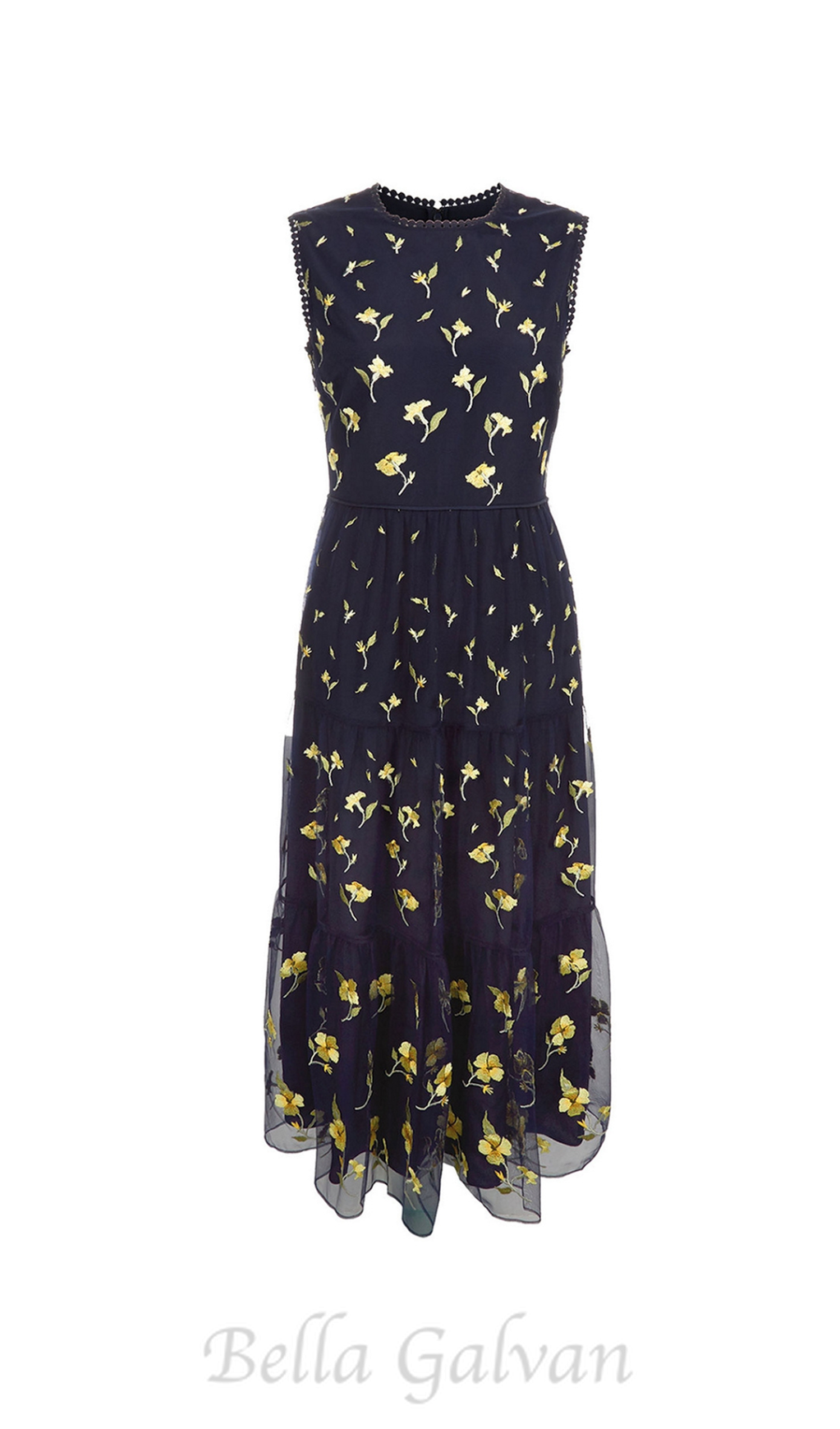 Flowering Girl Women Bethany floral print midi Dress in black