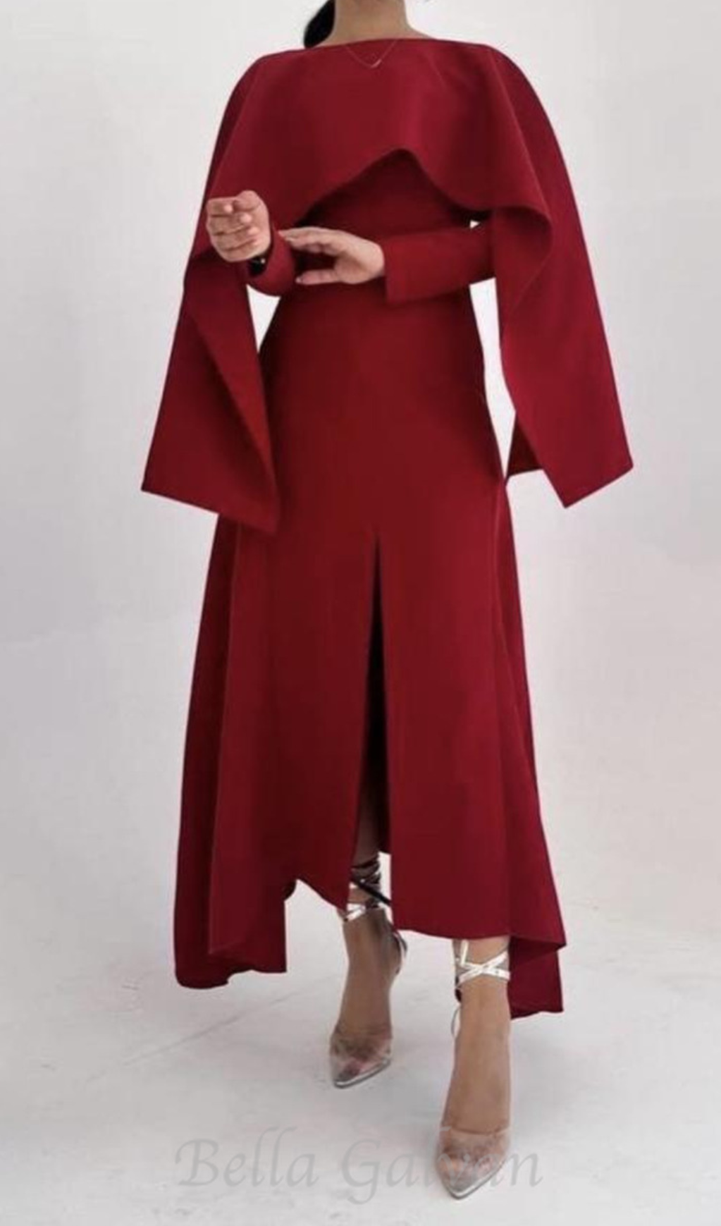 Flowering Girl Women zenobia shawl slit maxi dress in red