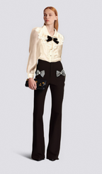 Flowering Girl Women Gelsomina bow-embellished flared trousers