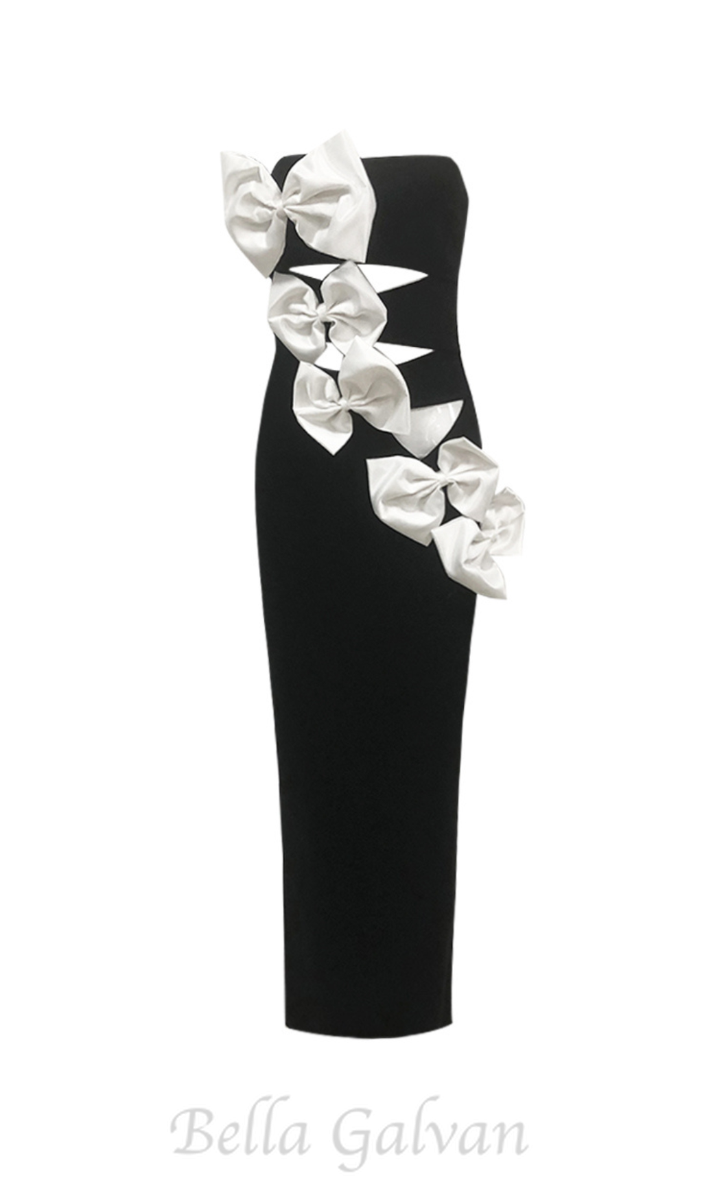 Flowering Girl Women flower embellished black strapless maxi dress