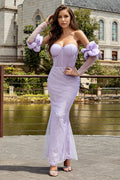 Flowering Girl Women Sequin Mermaid Maxi Dresses In Purple