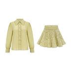 Flowering Girl Women Hélène floral embroidered shirt & skirt matching set