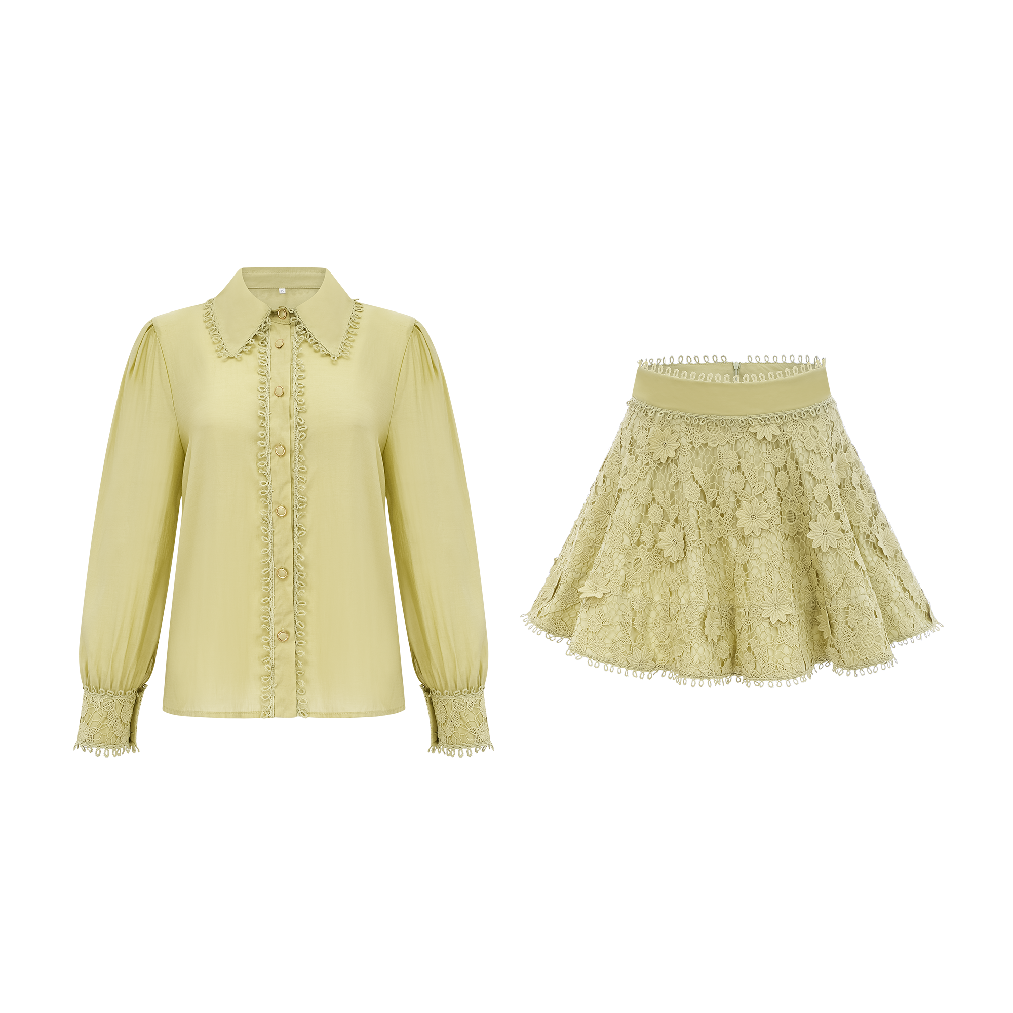 Flowering Girl Women Hélène floral embroidered shirt & skirt matching set