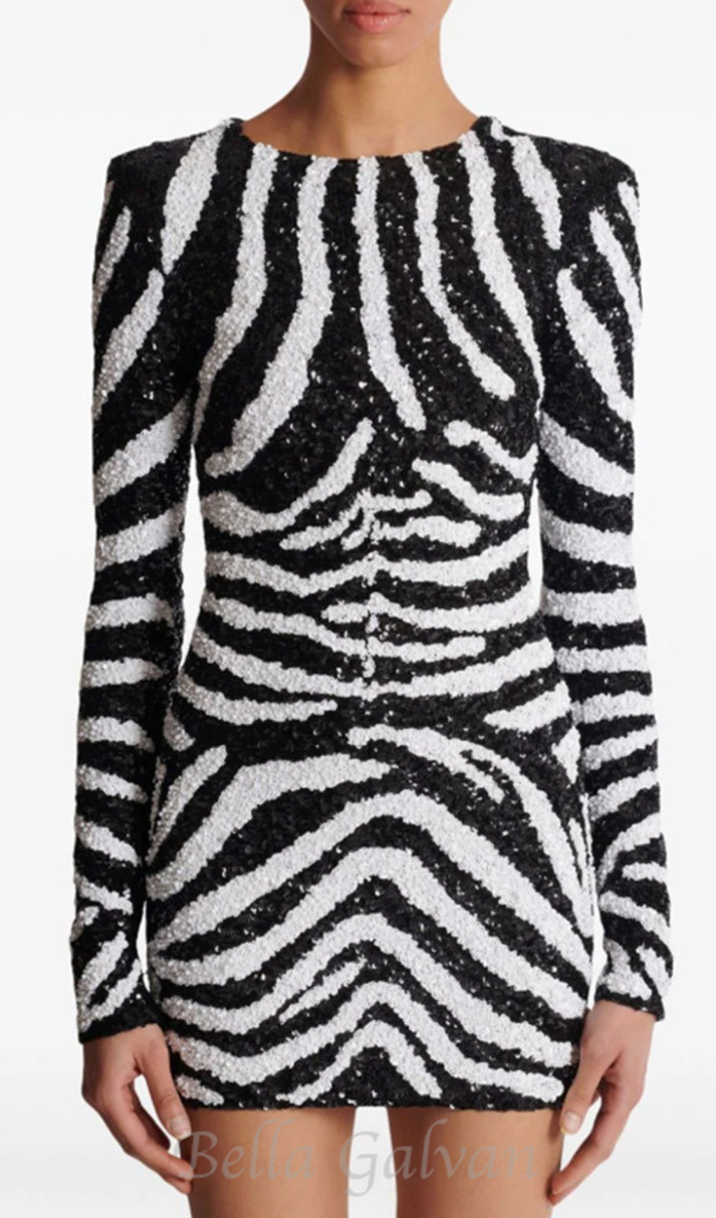 Flowering Girl Women Short two-tone zebra sequin mini dress