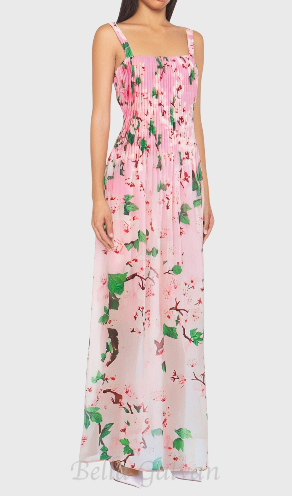 Flowering Girl Women xaviera pleated silk chiffon gown in pink