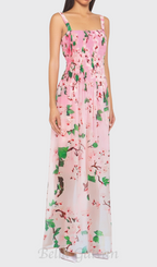 Flowering Girl Women xaviera pleated silk chiffon gown in pink