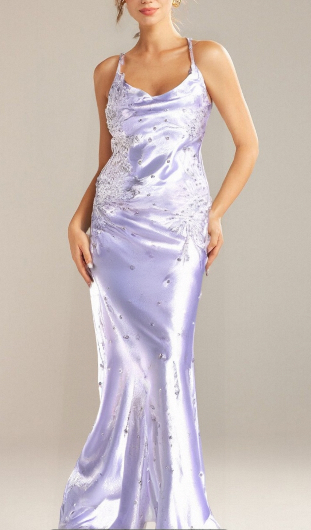 Flowering Girl Women WHITE ALANIDES BEAD APPLIQUE SATIN DRESS