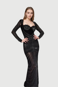 Flowering Girl Women LONG SLEEVE CRYSTAL MAXI DRESS