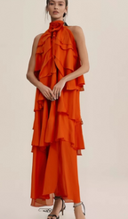 Flowering Girl Women Carrie orange halterneck flounced maxi dress