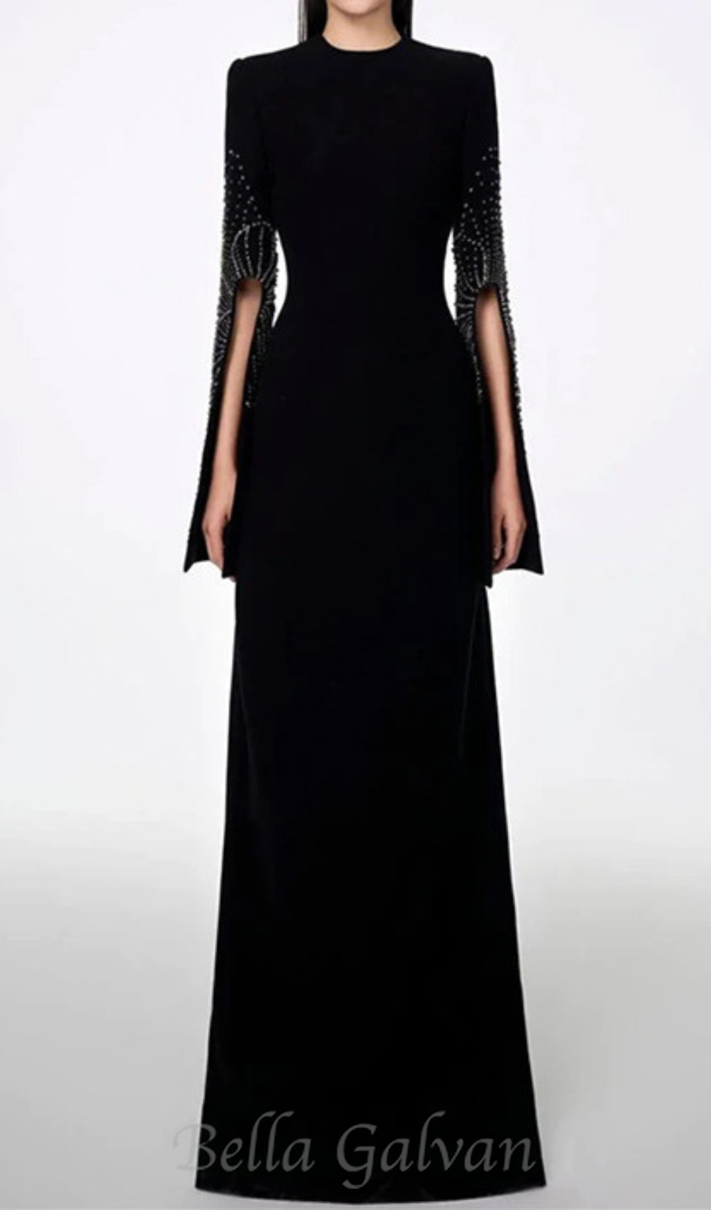 Flowering Girl Women stephanie slit-sleeve bodycon maxi dress in black