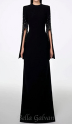 Flowering Girl Women stephanie slit-sleeve bodycon maxi dress in black