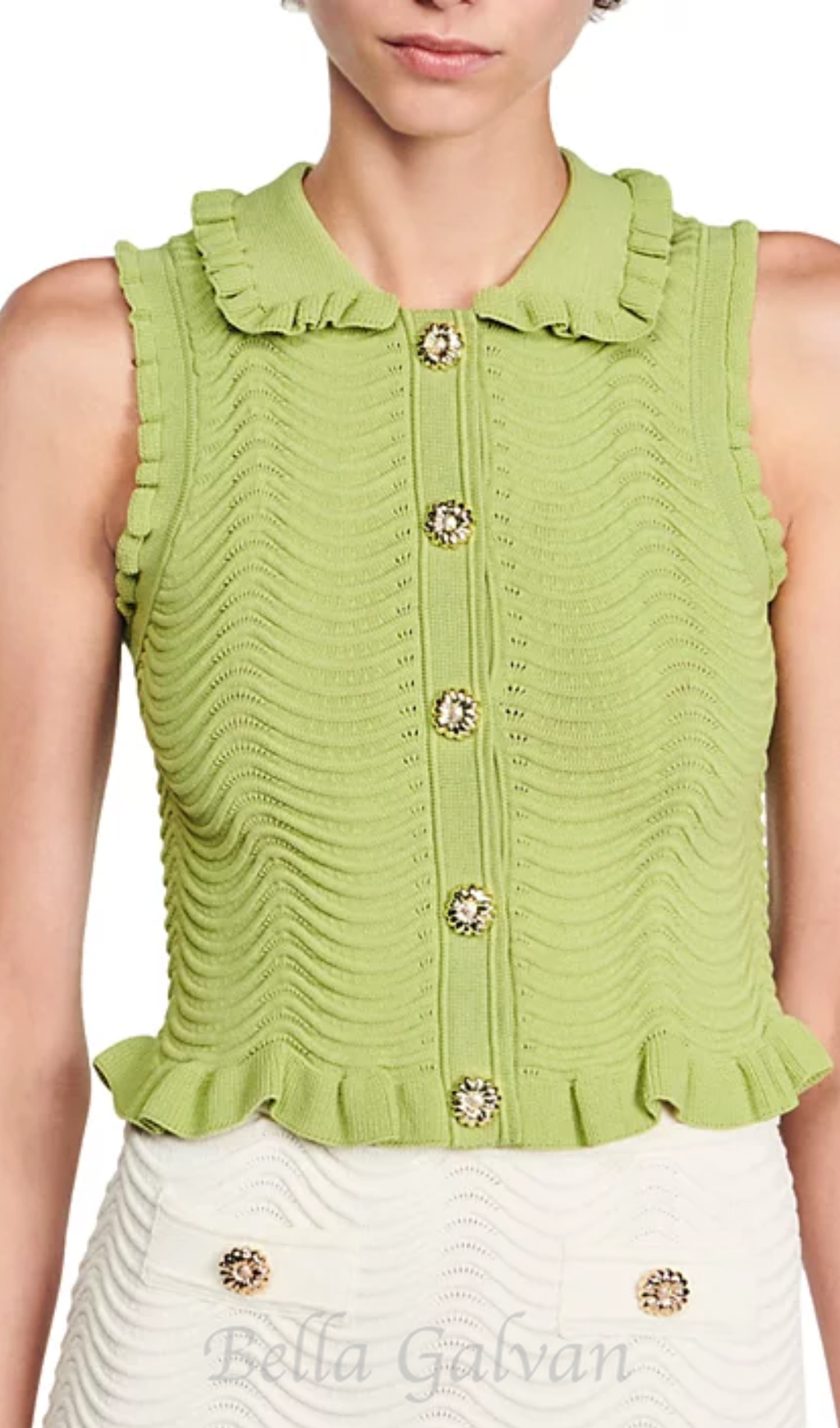 Flowering Girl Women Lina Sleeveless Textured Knit Top in Olive Green