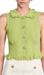 Flowering Girl Women Lina Sleeveless Textured Knit Top in Olive Green