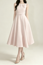 Blush 3D Floral Sleeveless Midi Formal Dress