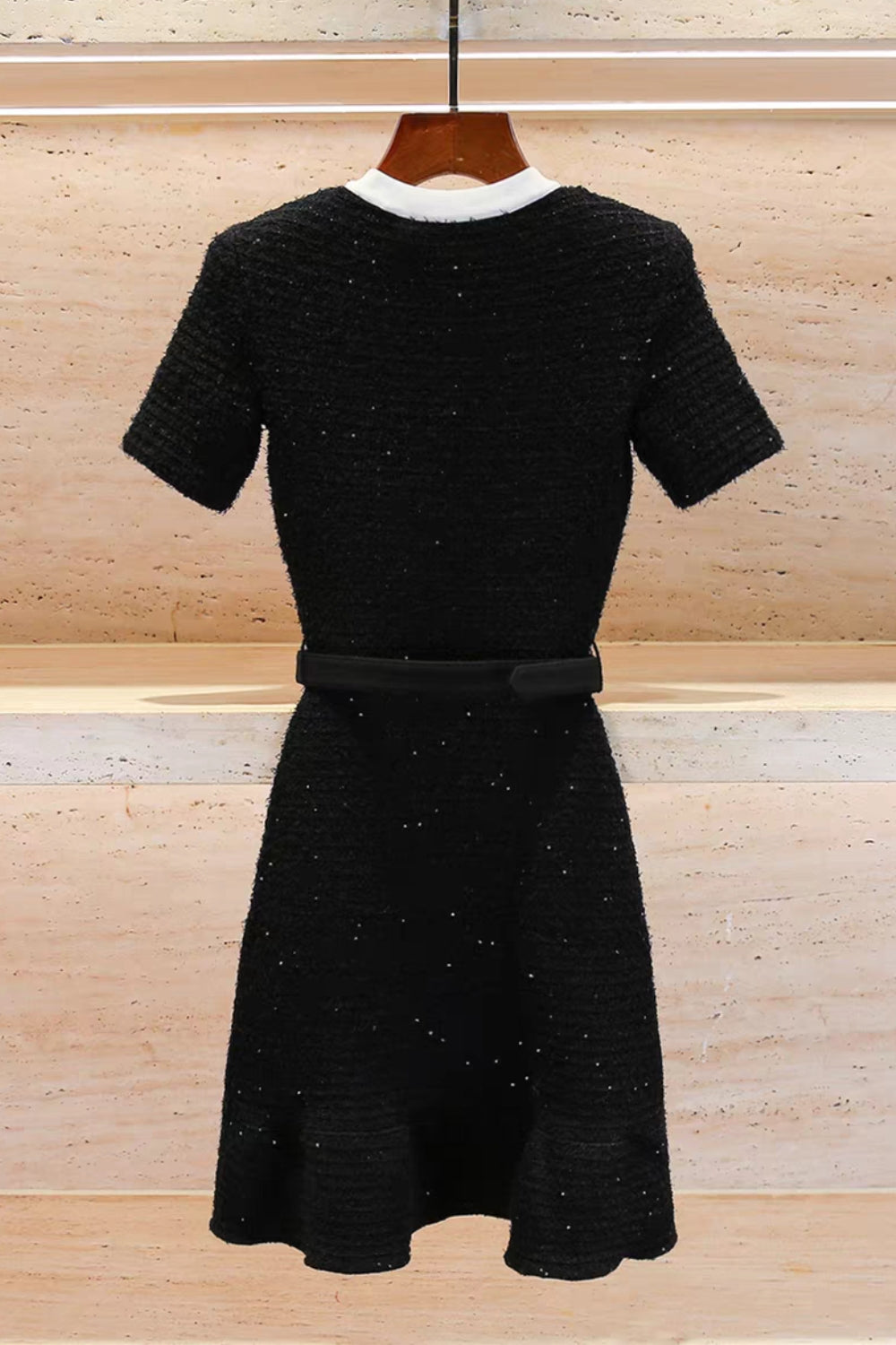 tammy Black Floral Textured Knit Mini Dress