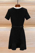 tammy Black Floral Textured Knit Mini Dress