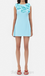 Flowering Girl Women floral embellished a-line mini dress in blue